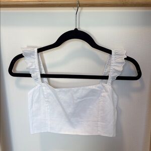 White Ruffled Strap Top